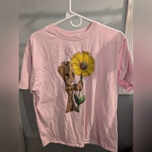 Freeze Pink Tee with Character and Sunflower Design